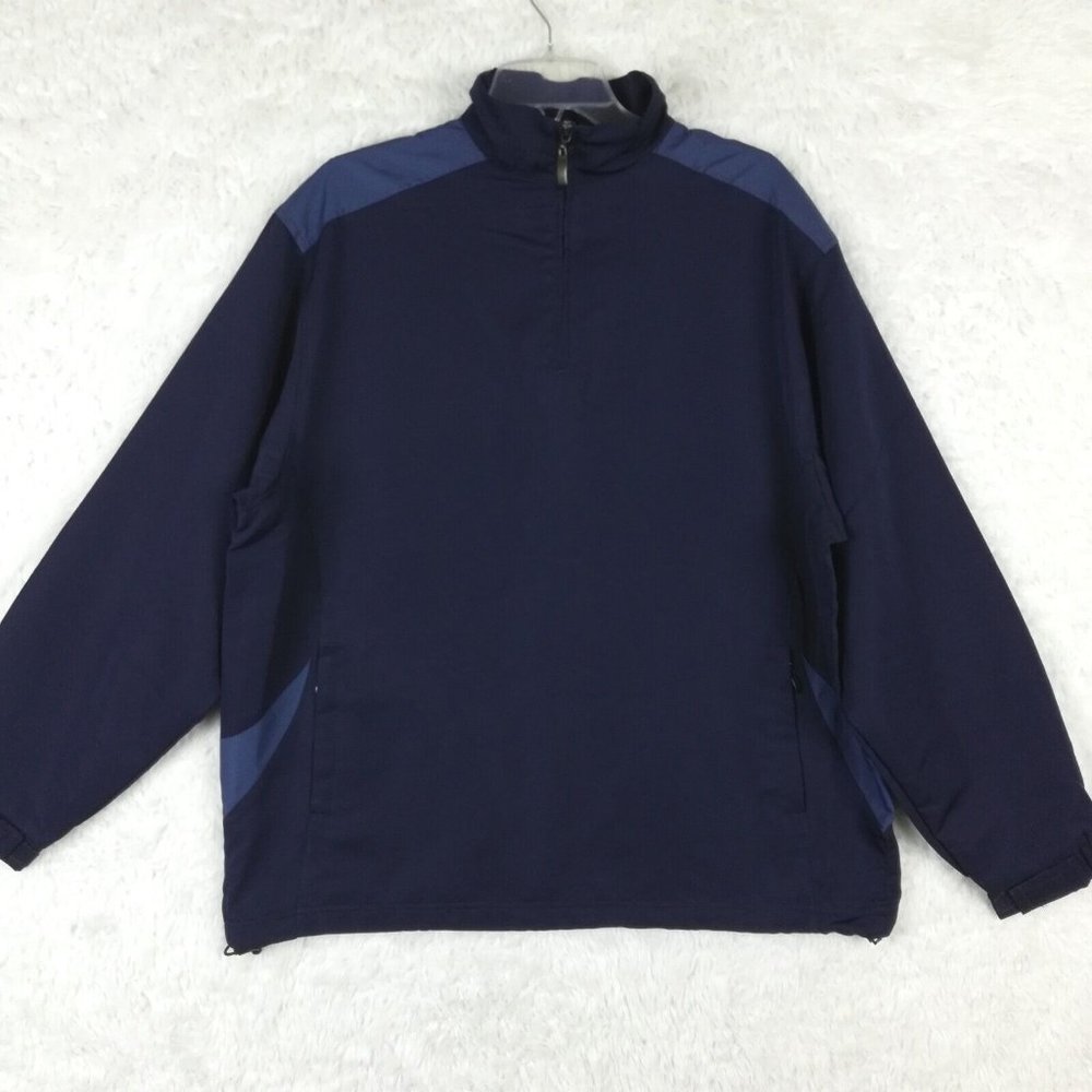 Tri Mountain Mens Jacket Lightweight Navy Pullover 1/2‎ Zip Mesh Lined M New